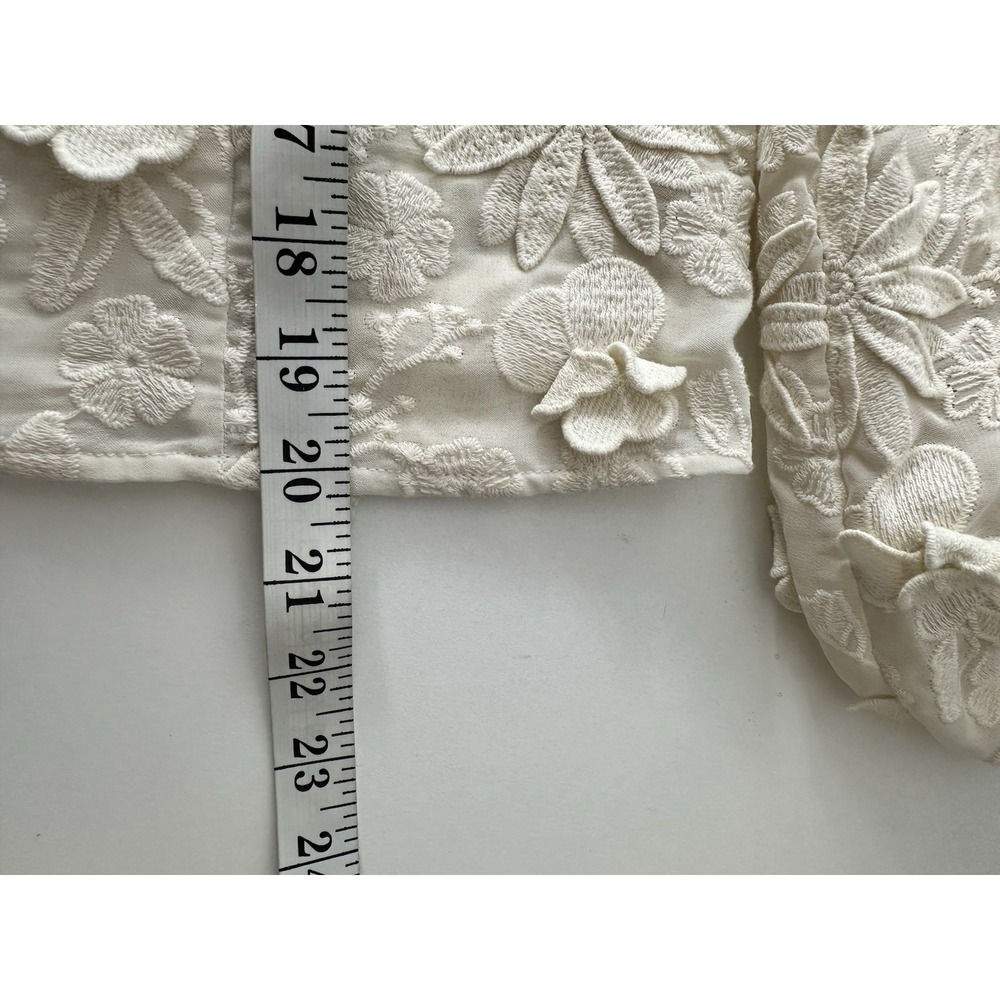 House of Harlow Top Women's Small 3D Floral Lace Embroider Balloon Sleeve - Picture 9 of 9